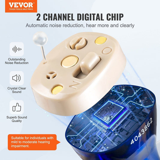 VEVOR Hearing Aids for Senior Rechargeable Hearing Amplifiers & 8 Pair Ear Domes-0